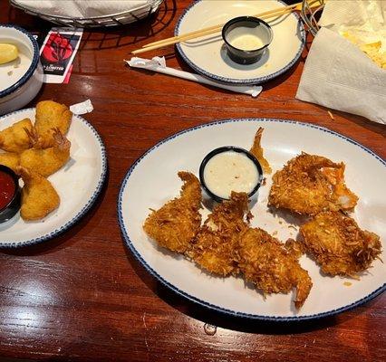 Walts favorite shrimp(left) and coconut shrimp (right)