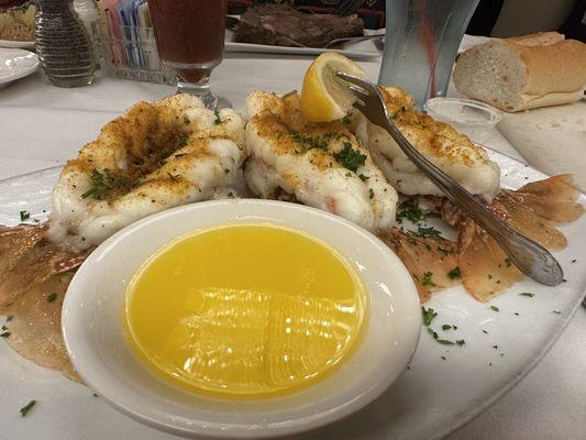 Broiled lobster tails.