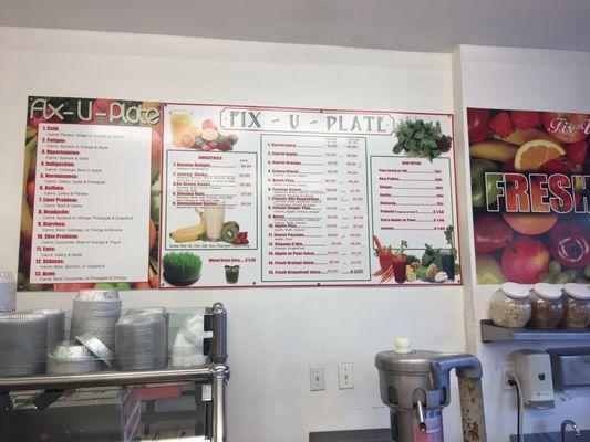 Juice menu