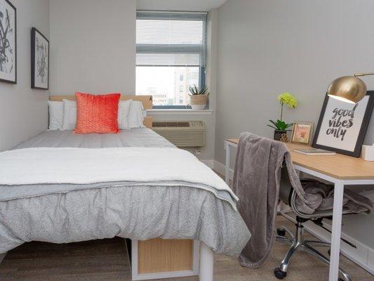 View of a bedroom in a 3-bedroom apartment.