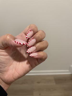 Obsessed with my Candy Cane Nails (done by Kim)