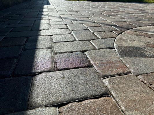 Look at the shine of these pavers after they have been sealed.