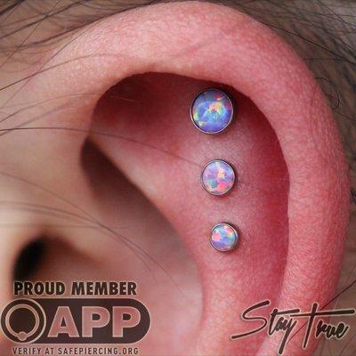 Triple Flat, Lavender Opals! Implant Grade Titanium!