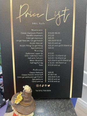 price list