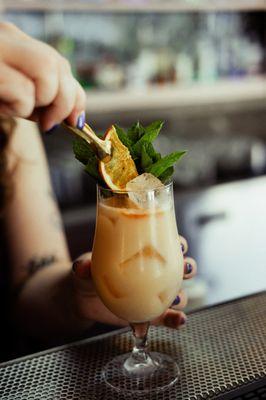 Collaboratively created cocktail menu with fresh juice and seasonal ingredients.