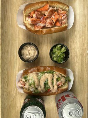 Spicy and regular lobster rolls