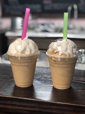 Mocha and caramel frappes