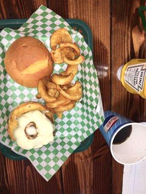 Mushroom-Swiss Cheeseburger Side of Fries