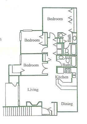 3 bedroom 2 bath with 1,275 sq ft