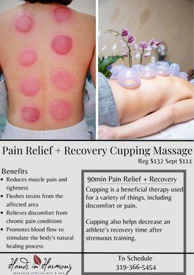 Add cupping to any massage for a masterful-experience.