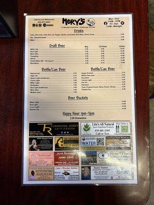 New menu