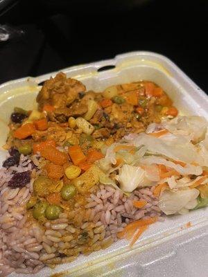 Combo of any two(Jerk Chicken, Pork, Curry or Brown Stew)