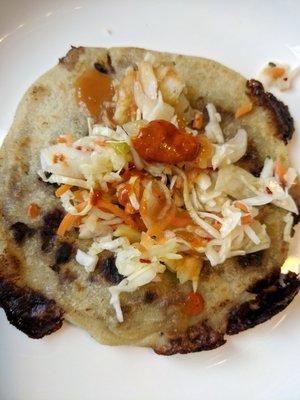 Pupusas Revuelta w/ curtido (cabbage slaw) and tomato salsa