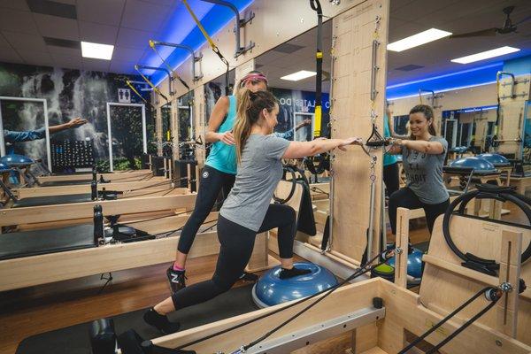 Lunges on the bosu at Club Pilates, Lubbock South