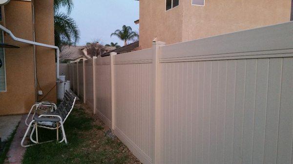 6 feet high Tan vinyl fence