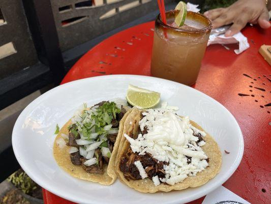 tacos, tamarind marg