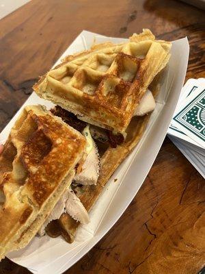 Waffle pesto panini