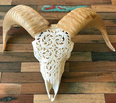 Hand carved skull.