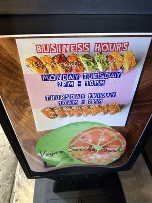 Hours for soft re-opening week of Jan 16 2024