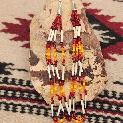 CHOCTAW BEADED PORCUPINE QUILL EARRINGS