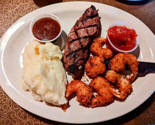 All you can eat Steak & Shrimp.