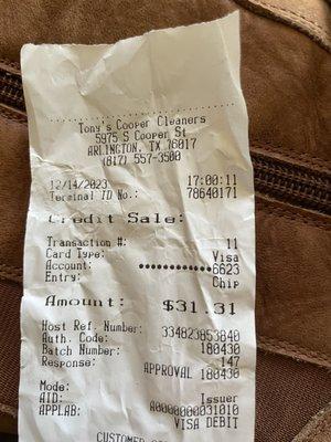 Receipt and boots