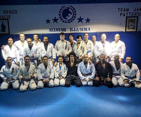 Photo of the team after a Thursday Night BJJ class. Plenty of colored belts as well as hungry white belts