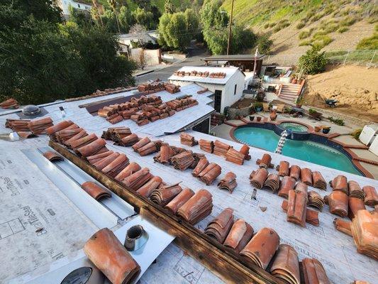 Tile roof tile seal underlayment installed