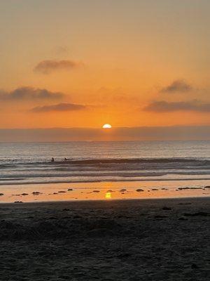 Sunset at the beach next Pacific Terrace.