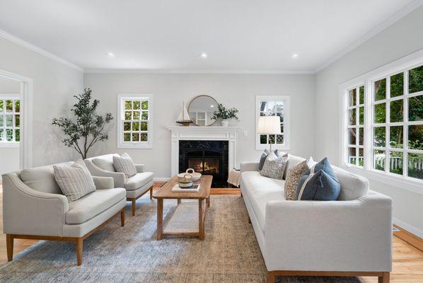 Living room staging by Lauren Spencer's team