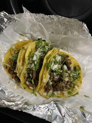 Carne Asada Taco and Pastor Taco