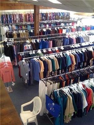 We stock over 5000 pcs. of the best brands in the industry. Sizes XS thru 6X, Petites and tall's as well.