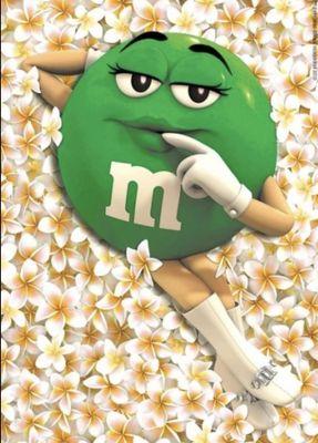 the green m&m is hot