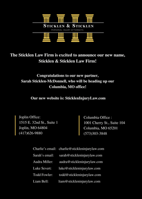 Sticklen Law Firm is now Sticklen & Sticklen Law Firm!