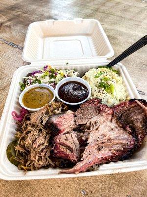 Meat Plate with Classic 'OG' Brisket, Pulled Pork, Southern Potato Salad, and Coleslaw