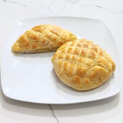 Pineapple buns with custard filling, $2.75 each. They're a better value and tastier than the cheesecakes.