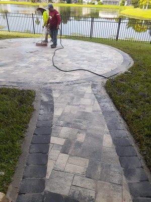 Working on backyard pavers!