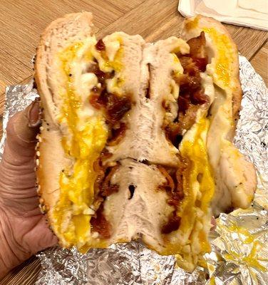 Bacon, Egg, and Cheese on an Everything Bagel - YUM! (09/11/22)