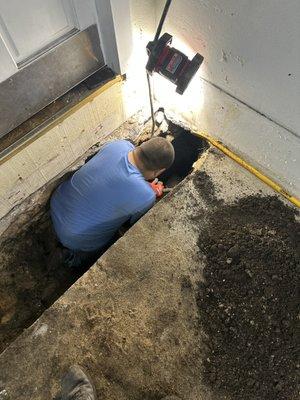 Sewer line repair at a famous restaurant