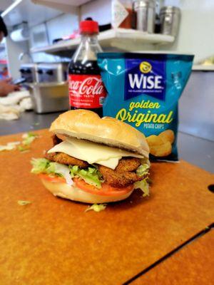 CHICKEN CUTLET SANDWICH 
 with a small bag of chips and a Coca-Cola for only $9.99.
 ENJOY!