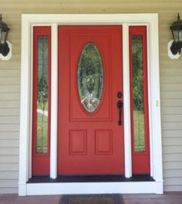 Red door painted with paint purchased at Ace