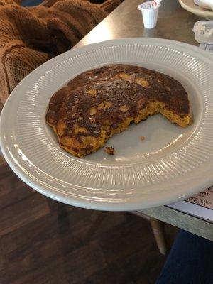 Pumpkin pancakes have a slightly sourdough flavor--very good.