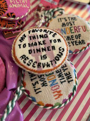 Funny needlepoint ornaments for Christmas tree