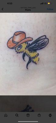 Cowboy bee done by Brandon Lee! @dragonslairtattoo