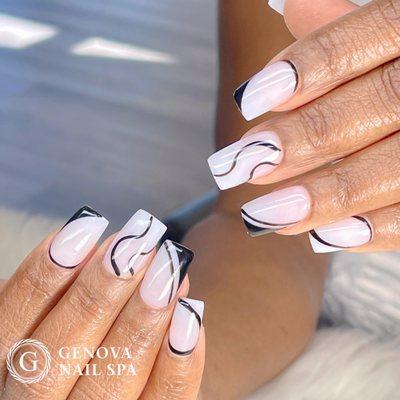 Black and white nail art