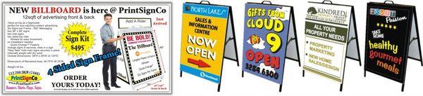 A-frame signs, sandwich board signs, Dry erase signs, chalkboard signs