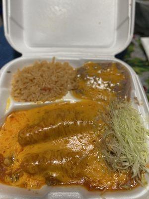 2 Ground Beef Enchiladas Combo Plate