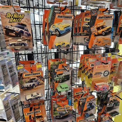 Here is a close up of some of our Matchbox cars.