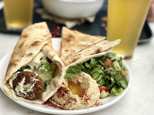 Falafel pita platter.