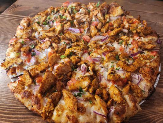 Large 14" Half & Half Pizza -  Achari Chicken and  Butter Chicken Pizza